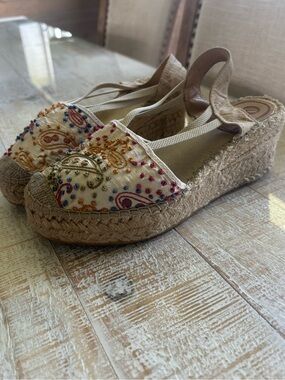 Vidorreta Embroidered Espadrille Wedge Sandals | Boho | Made in Spain | Size 7